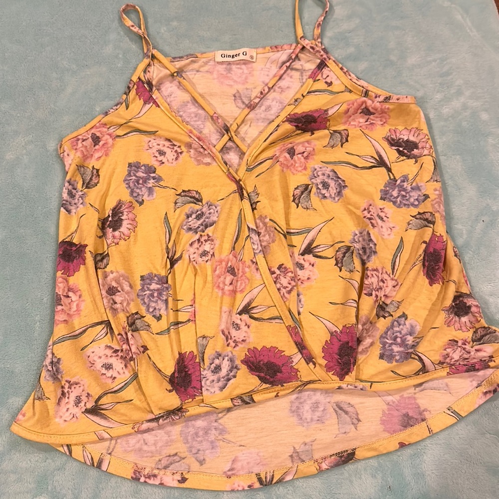 Ginger G Yellow Floral Tank Top